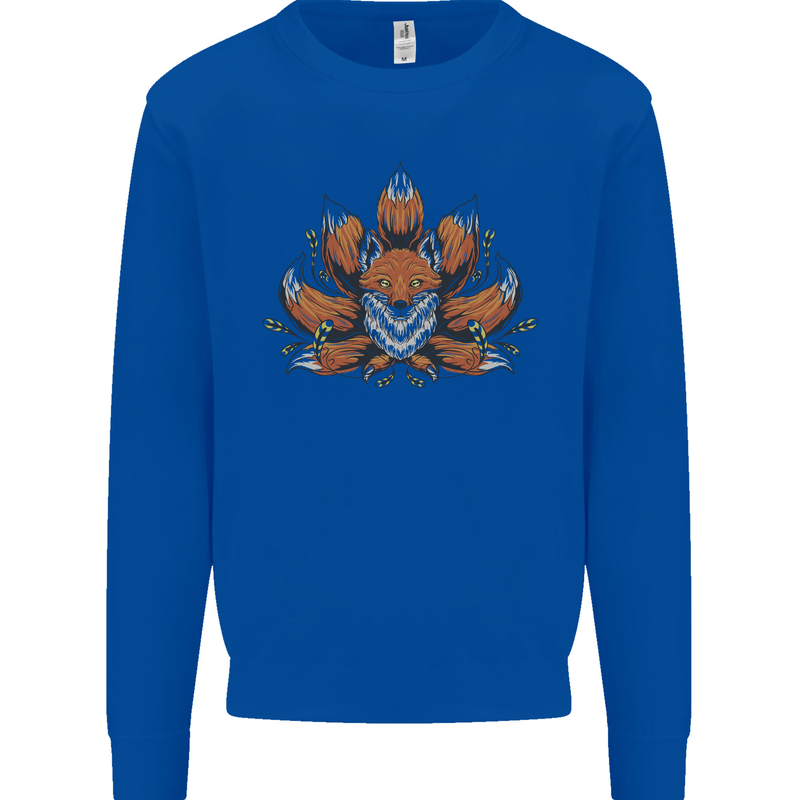 A Trippy Fox With Seven Tails Kids Sweatshirt Jumper Royal Blue