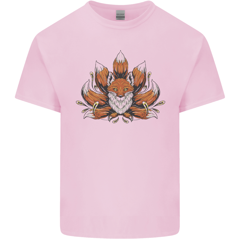 A Trippy Fox With Seven Tails Kids T-Shirt Childrens Light Pink
