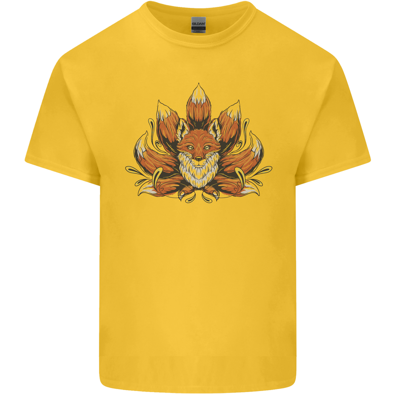 A Trippy Fox With Seven Tails Kids T-Shirt Childrens Yellow