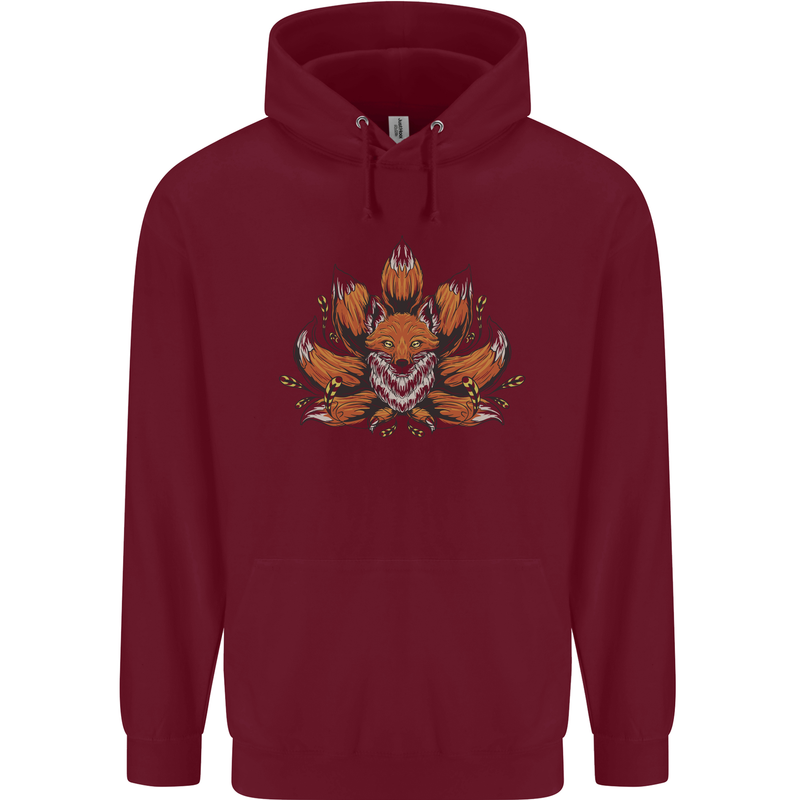 A Trippy Fox With Seven Tails Mens 80% Cotton Hoodie Maroon