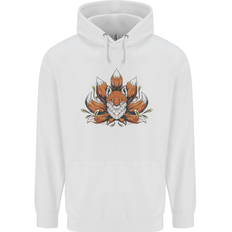 A Trippy Fox With Seven Tails Mens 80% Cotton Hoodie White