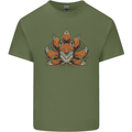 A Trippy Fox With Seven Tails Mens Cotton T-Shirt Tee Top Military Green
