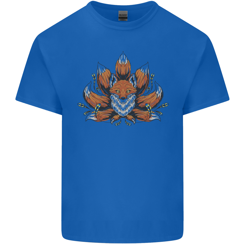 A Trippy Fox With Seven Tails Mens Cotton T-Shirt Tee Top Royal Blue