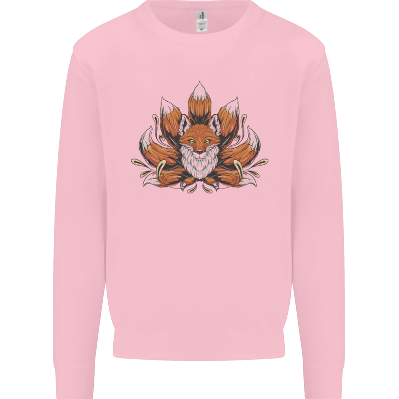 A Trippy Fox With Seven Tails Mens Sweatshirt Jumper Light Pink