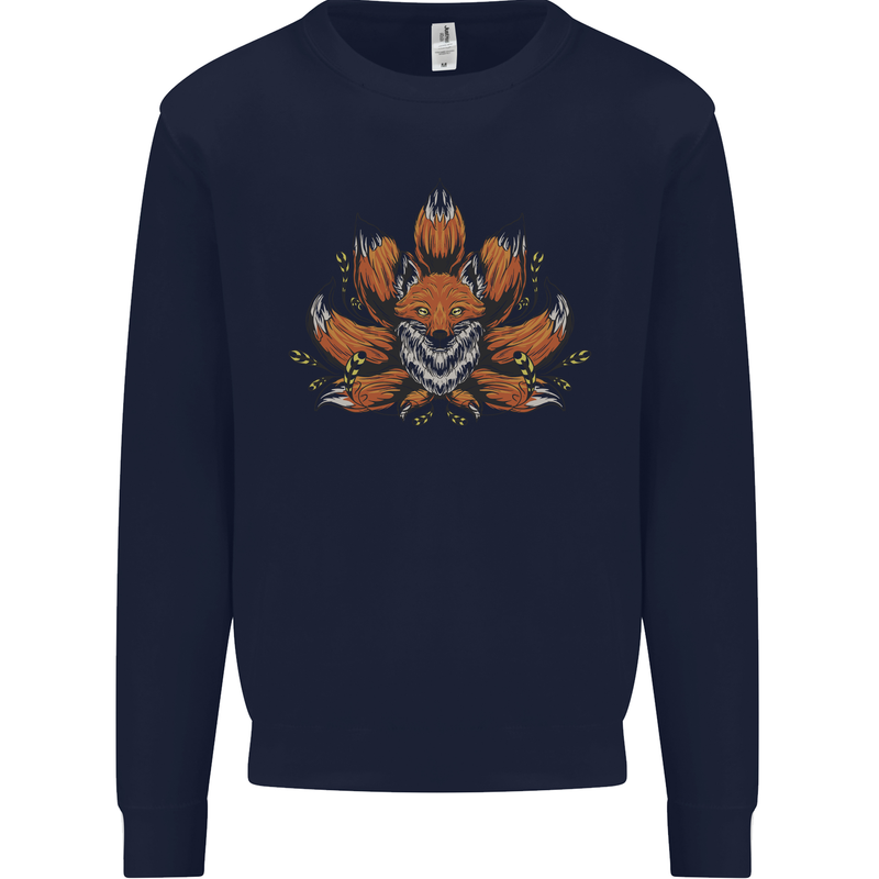 A Trippy Fox With Seven Tails Mens Sweatshirt Jumper Navy Blue