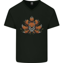 A Trippy Fox With Seven Tails Mens V-Neck Cotton T-Shirt Black