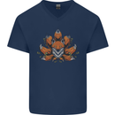 A Trippy Fox With Seven Tails Mens V-Neck Cotton T-Shirt Navy Blue