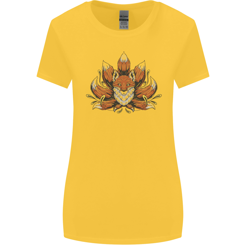A Trippy Fox With Seven Tails Womens Wider Cut T-Shirt Yellow