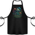 A Trippy Magic Mushroom City LSD Cotton Apron 100% Organic Black