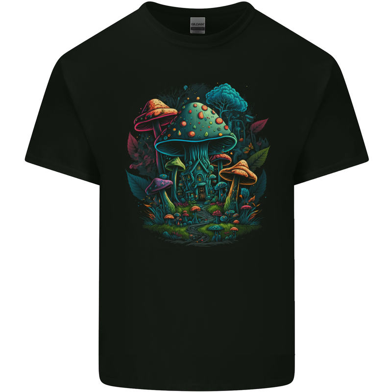A Trippy Magic Mushroom City LSD Kids T-Shirt Childrens Black