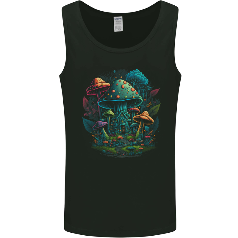 A Trippy Magic Mushroom City LSD Mens Vest Tank Top Black