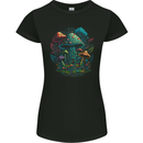 A Trippy Magic Mushroom City LSD Womens Petite Cut T-Shirt Black