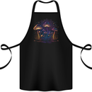 A Trippy Magic Mushroom Forest LSD Cotton Apron 100% Organic Black
