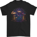 A Trippy Magic Mushroom Forest LSD Mens Gildan Cotton T-Shirt Black