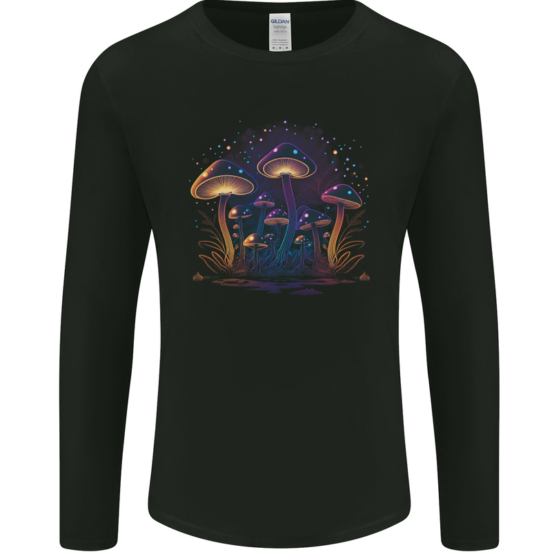A Trippy Magic Mushroom Forest LSD Mens Long Sleeve T-Shirt Black