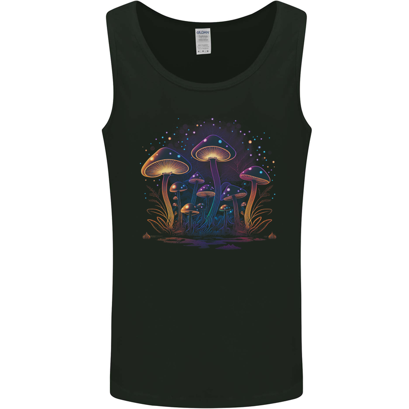 A Trippy Magic Mushroom Forest LSD Mens Vest Tank Top Black