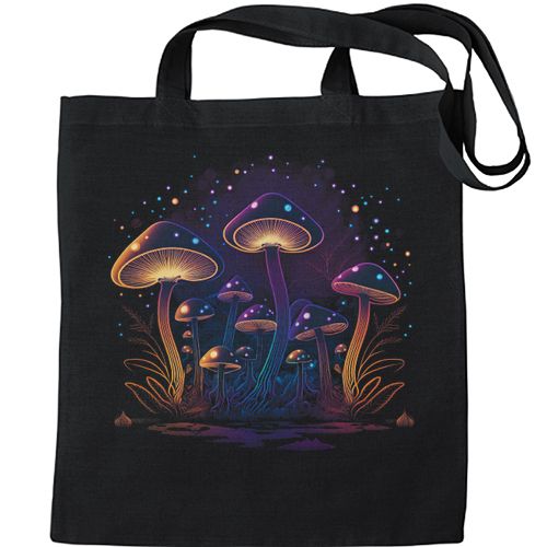A Trippy Magic Mushroom Forest LSD Mens Womens Kids Unisex Black Tote Bag