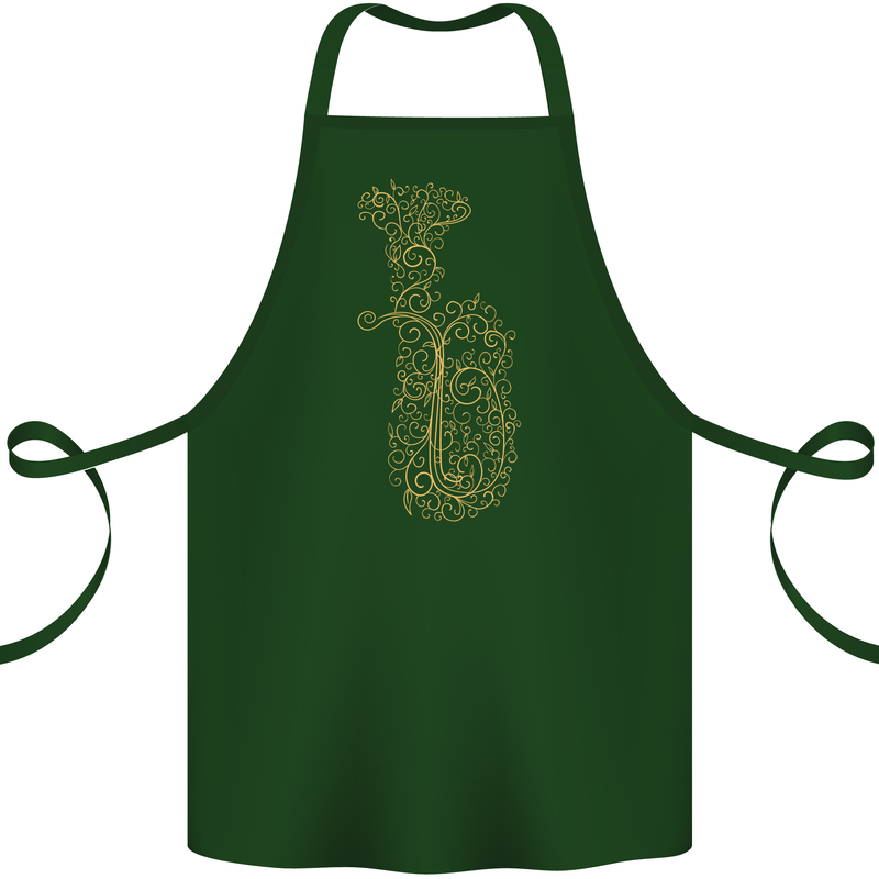 A Tuba Musical Instruments Brass Band Cotton Apron 100% Organic Forest Green