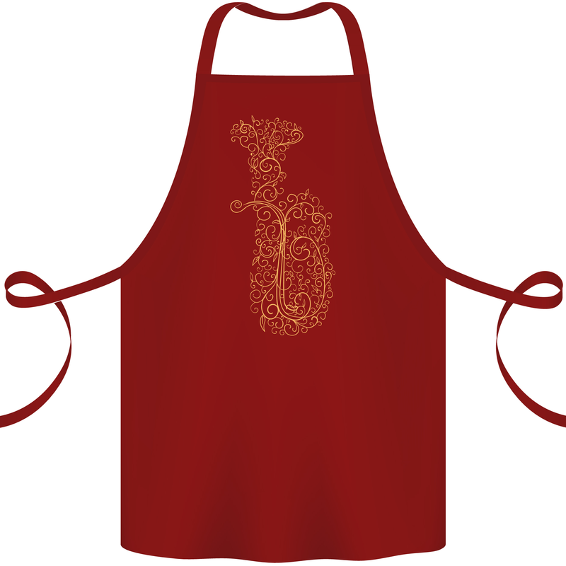 A Tuba Musical Instruments Brass Band Cotton Apron 100% Organic Maroon