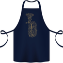 A Tuba Musical Instruments Brass Band Cotton Apron 100% Organic Navy Blue