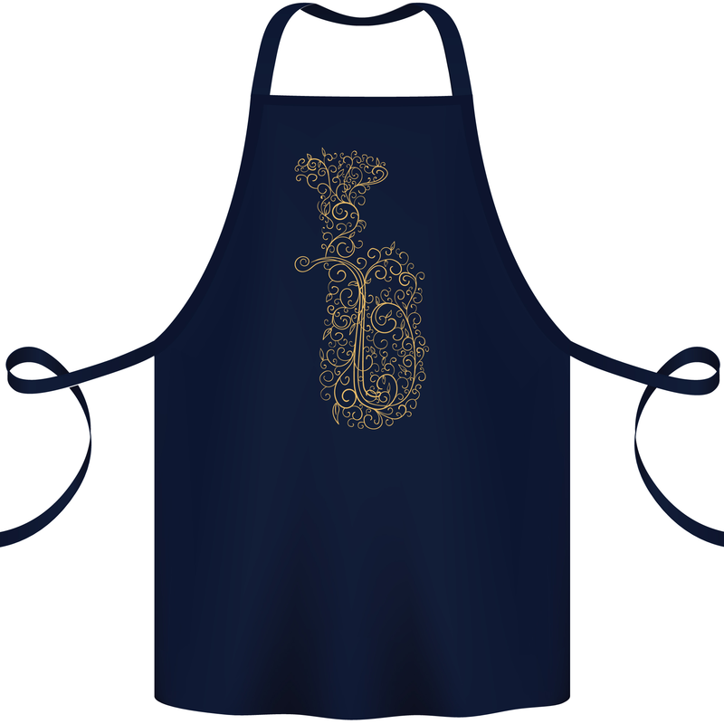 A Tuba Musical Instruments Brass Band Cotton Apron 100% Organic Navy Blue