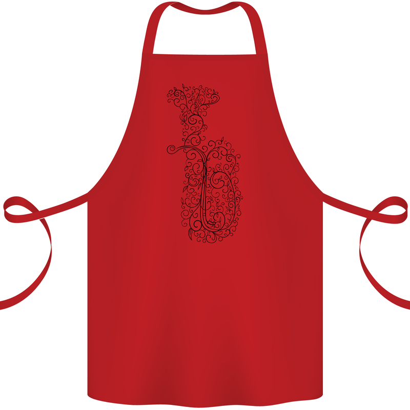 A Tuba Musical Instruments Brass Band Cotton Apron 100% Organic Red