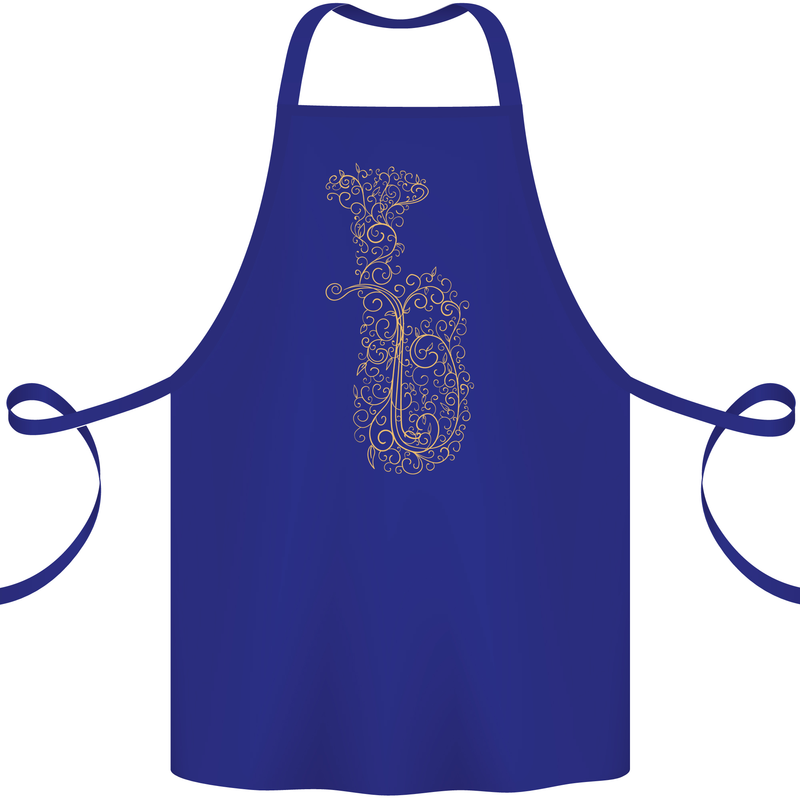 A Tuba Musical Instruments Brass Band Cotton Apron 100% Organic Royal Blue