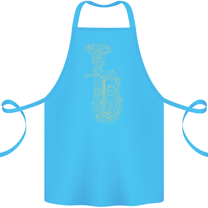 A Tuba Musical Instruments Brass Band Cotton Apron 100% Organic Turquoise