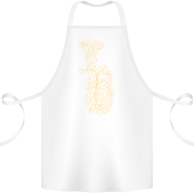 A Tuba Musical Instruments Brass Band Cotton Apron 100% Organic White