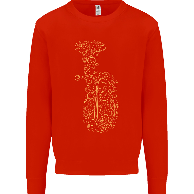 A Tuba Musical Instruments Brass Band Kids Sweatshirt Jumper Bright Red