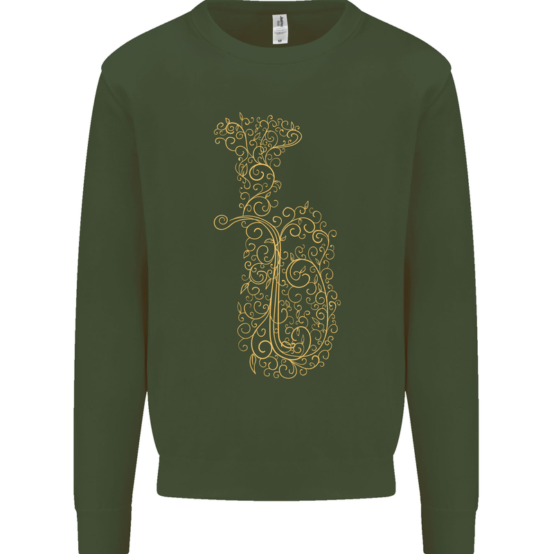 A Tuba Musical Instruments Brass Band Kids Sweatshirt Jumper Forest Green