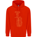 A Tuba Musical Instruments Brass Band Mens 80% Cotton Hoodie Bright Red