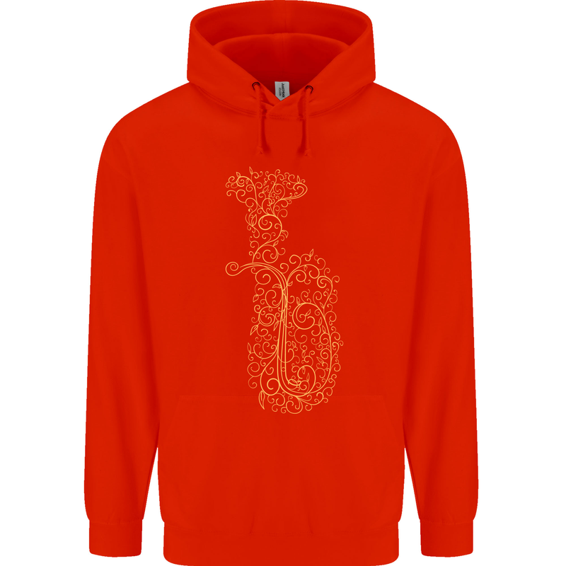 A Tuba Musical Instruments Brass Band Mens 80% Cotton Hoodie Bright Red