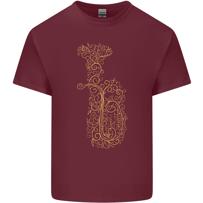 A Tuba Musical Instruments Brass Band Mens Cotton T-Shirt Tee Top Maroon