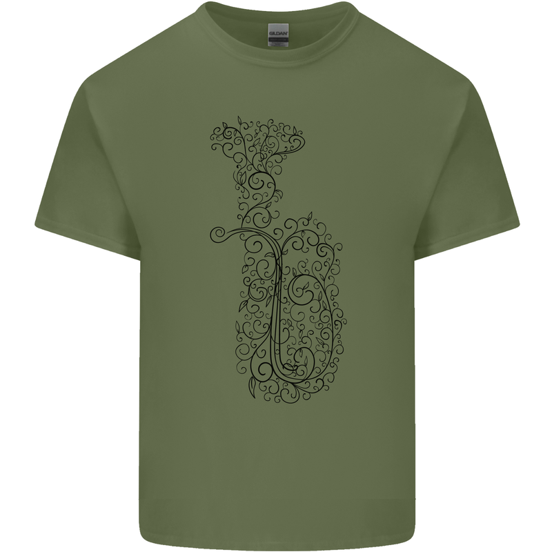 A Tuba Musical Instruments Brass Band Mens Cotton T-Shirt Tee Top Military Green