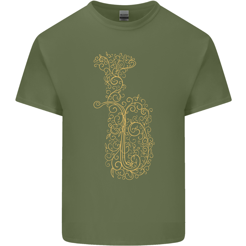 A Tuba Musical Instruments Brass Band Mens Cotton T-Shirt Tee Top Military Green