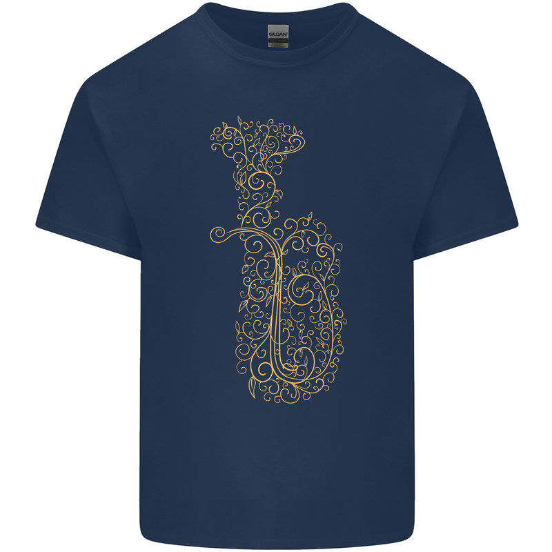 A Tuba Musical Instruments Brass Band Mens Cotton T-Shirt Tee Top Navy Blue