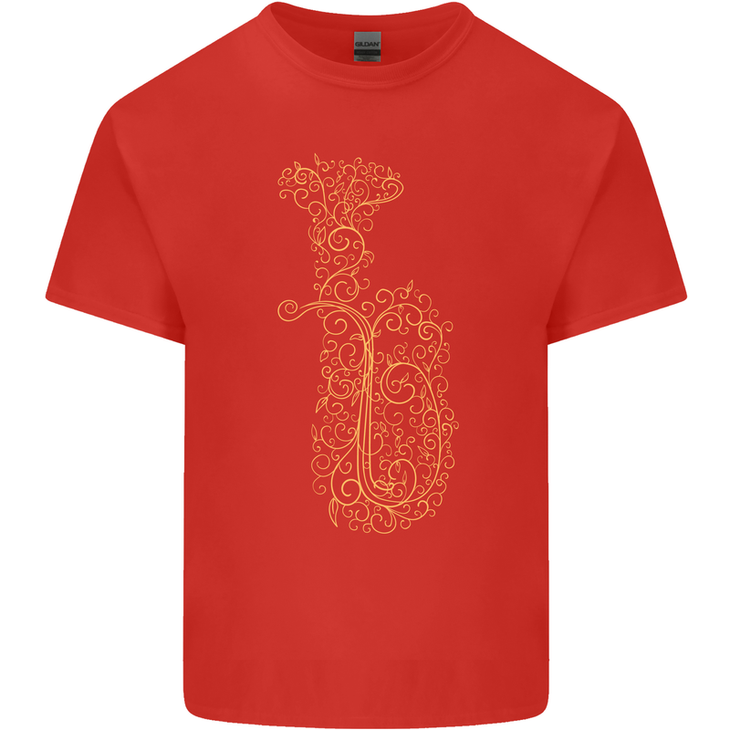 A Tuba Musical Instruments Brass Band Mens Cotton T-Shirt Tee Top Red