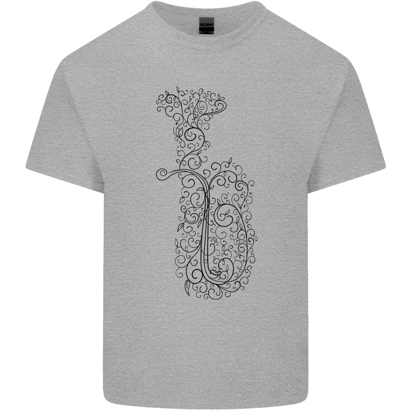 A Tuba Musical Instruments Brass Band Mens Cotton T-Shirt Tee Top Sports Grey