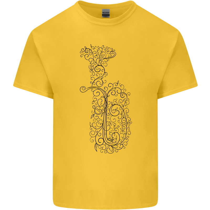 A Tuba Musical Instruments Brass Band Mens Cotton T-Shirt Tee Top Yellow