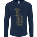 A Tuba Musical Instruments Brass Band Mens Long Sleeve T-Shirt Navy Blue