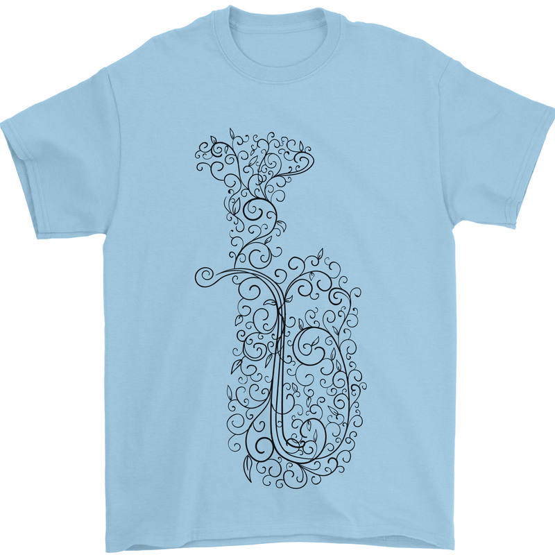 A Tuba Musical Instruments Brass Band Mens T-Shirt 100% Cotton Light Blue
