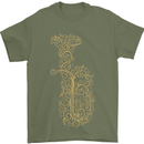 A Tuba Musical Instruments Brass Band Mens T-Shirt 100% Cotton Military Green