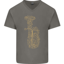 A Tuba Musical Instruments Brass Band Mens V-Neck Cotton T-Shirt Charcoal