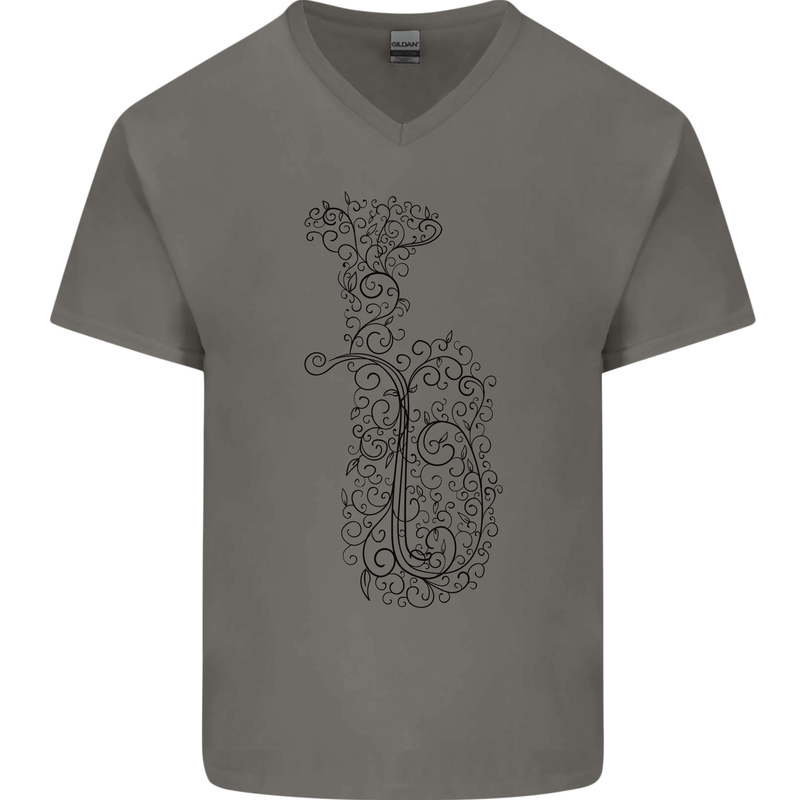 A Tuba Musical Instruments Brass Band Mens V-Neck Cotton T-Shirt Charcoal
