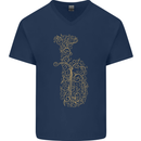 A Tuba Musical Instruments Brass Band Mens V-Neck Cotton T-Shirt Navy Blue