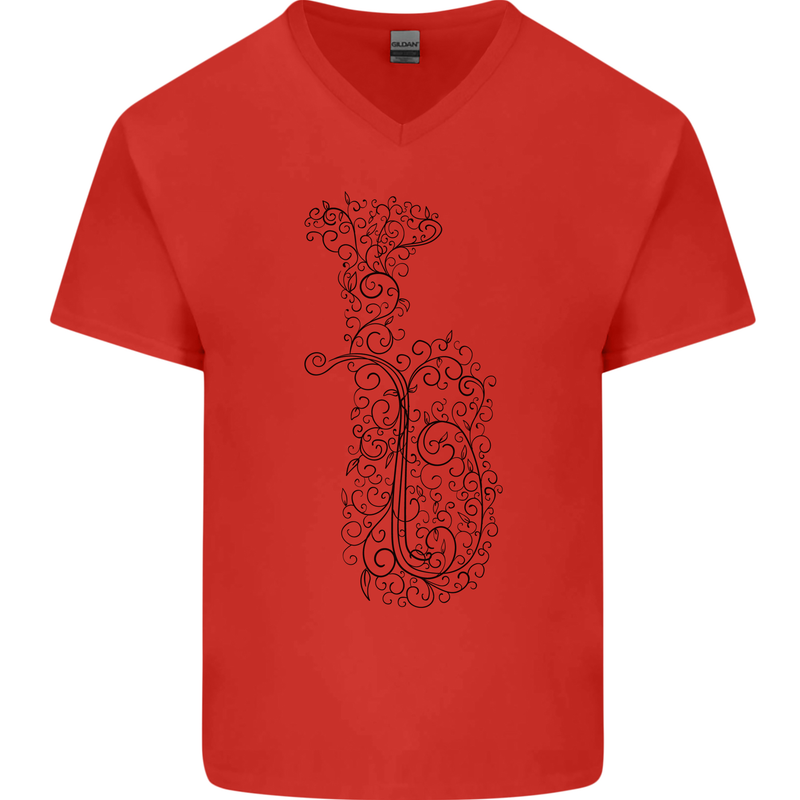 A Tuba Musical Instruments Brass Band Mens V-Neck Cotton T-Shirt Red