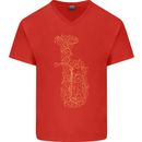 A Tuba Musical Instruments Brass Band Mens V-Neck Cotton T-Shirt Red