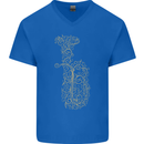 A Tuba Musical Instruments Brass Band Mens V-Neck Cotton T-Shirt Royal Blue