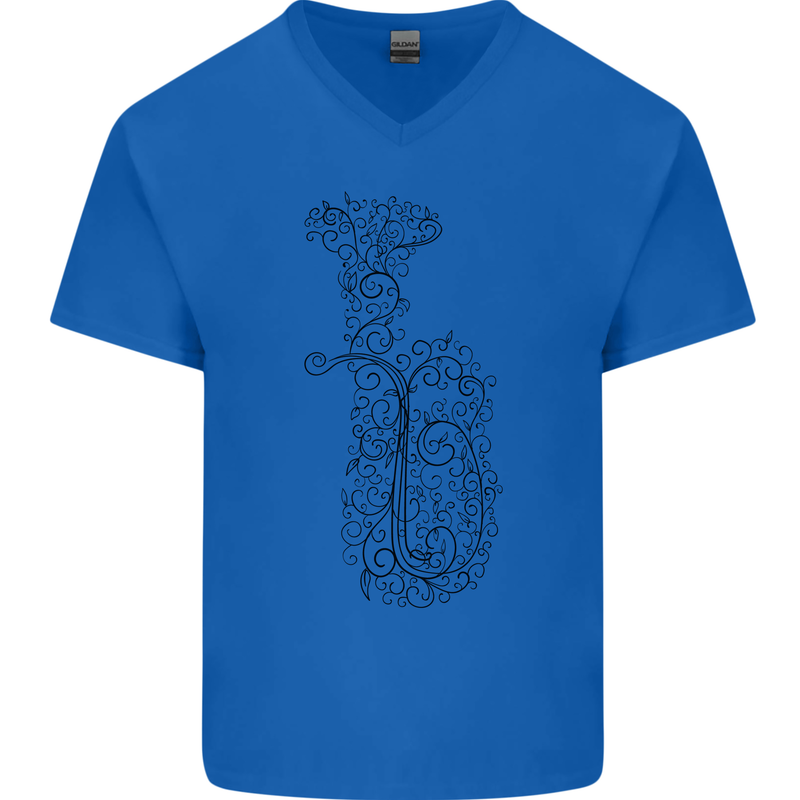 A Tuba Musical Instruments Brass Band Mens V-Neck Cotton T-Shirt Royal Blue